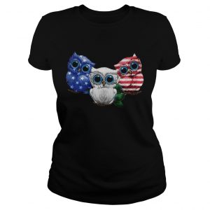 Owl American flag Ladies Tee