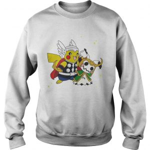 Pikachu Thor helping Mimikyu Loki Sweatshirt