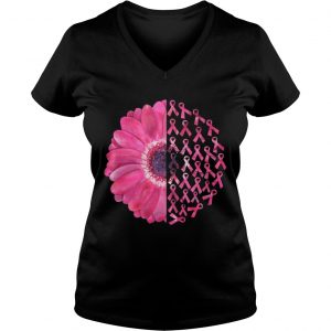 Pink Flower Breast Cancer Survivor Ladies Vneck