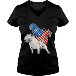 Pit Bull American Flag Ladies Vneck