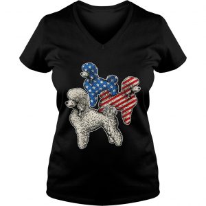 Poodle American Flag Ladies Vneck