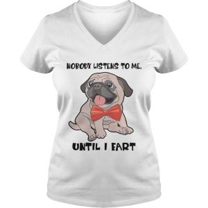 Pug Funny Ladies Vneck