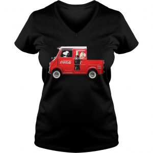 Snoopy Drink CoCa Red Car Ladies Vneck