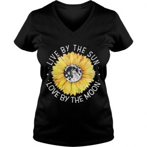 Sunflower Live By The Sun Love By The Moon Ladies Vneck
