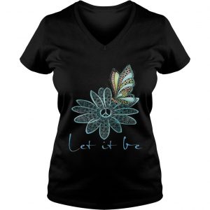 The Beatles Flower Butterfly Let It Be Ladies Vneck